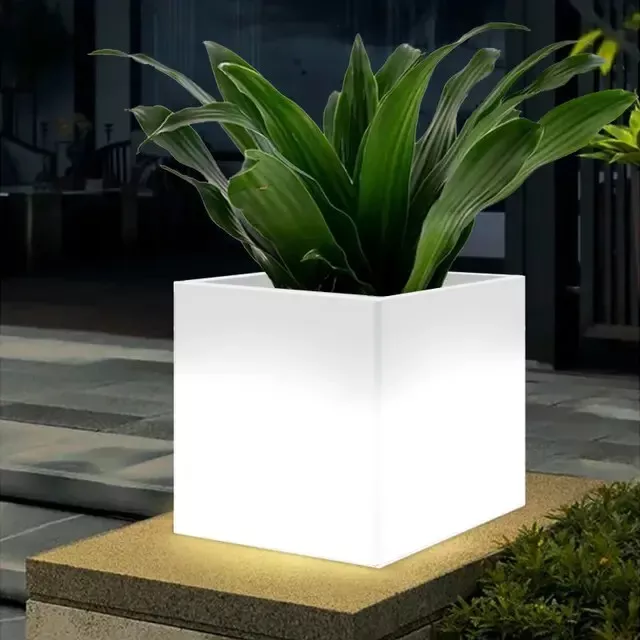 LED Illuminated Garden Planter - Lighted Outdoor Flower Pot for Modern Decor