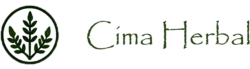 Logo de CimaHerbal con hoja verde en emblema circular transparente
