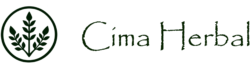 Logotipo de CimaHerbal en verde oscuro con símbolo de plantas medicinales dentro de un círculo y nombre de la marca.
